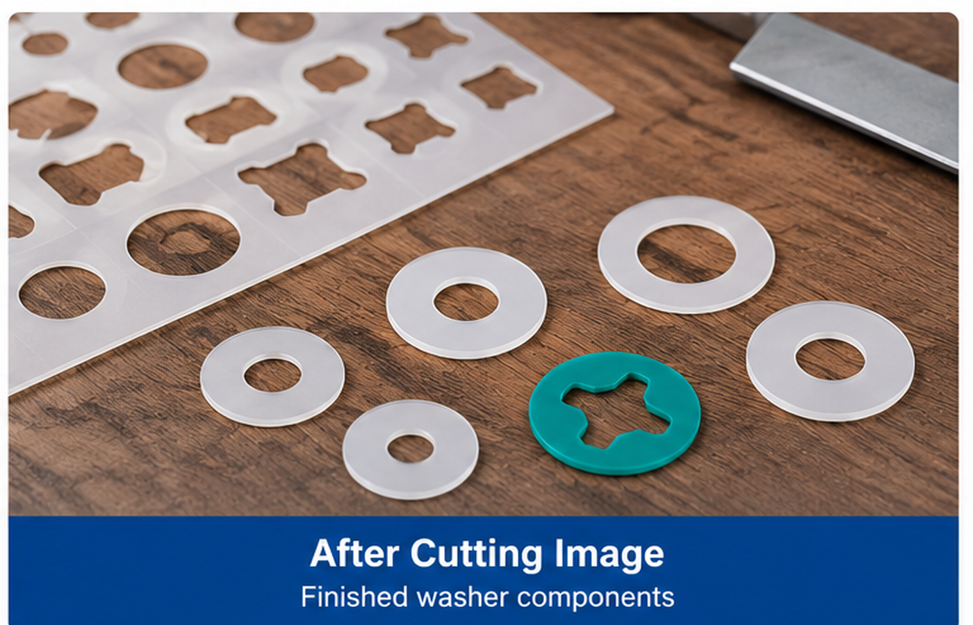 PVC Screw Insulation Gasket & Sealing Washer Die Cutting Machine HX-200DK-D2 finished cutting result
