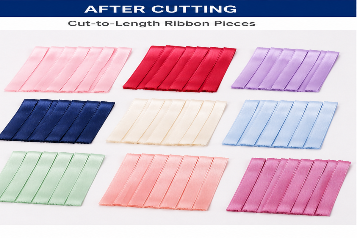 Automatic Thin Ribbon Tape Cutting Machine HX-CHS04 finished cutting result