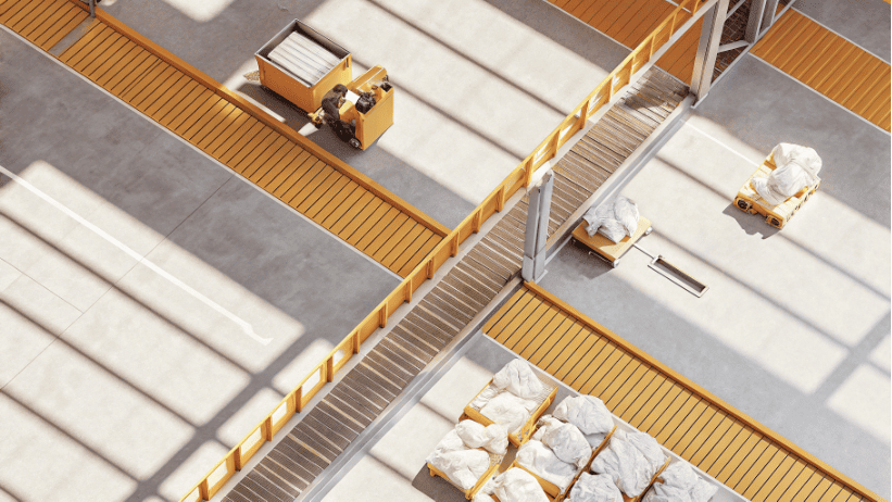 Layout of a cutting room with material flow