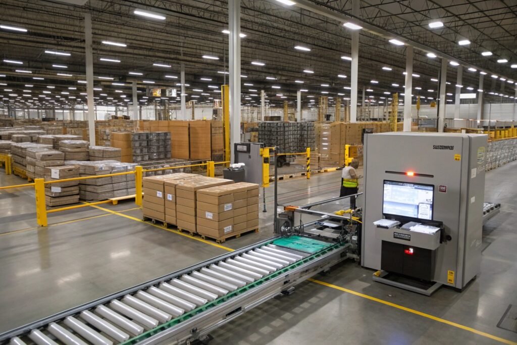 Automated packaging department improving warehouse fulfillment efficiency