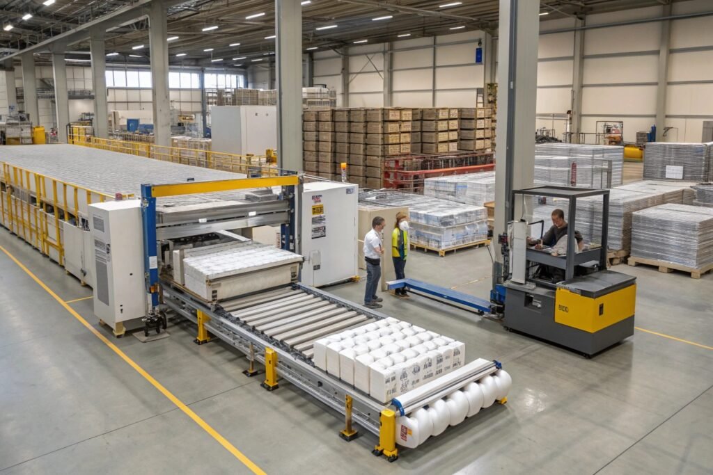 Bubble wrap cutting machine in modern logistics warehouse