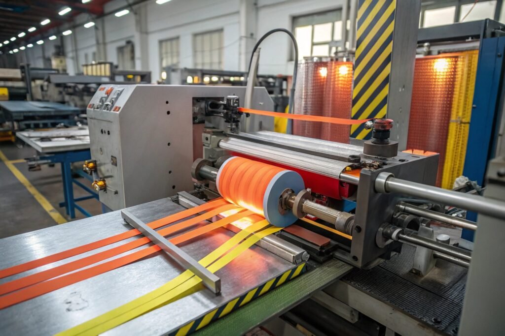 Bubble wrap cutting machine preparing standardized packaging materials