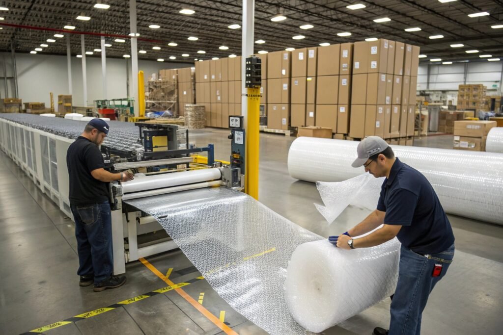 High speed bubble wrap cutting equipment improving peak season shipping efficiency