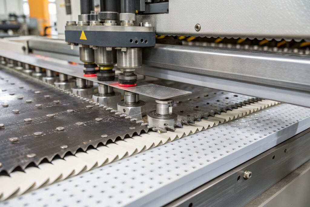 Servo controlled bubble wrap perforation head for easy tear packaging