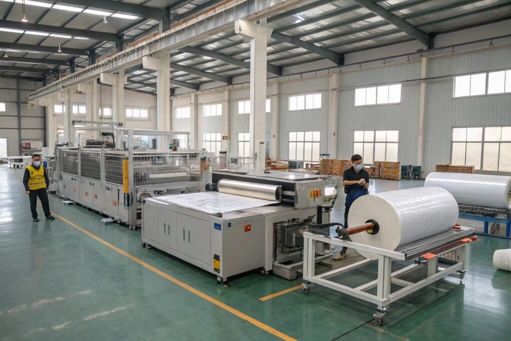 Extra wide industrial roll cutting machine for heavy materials