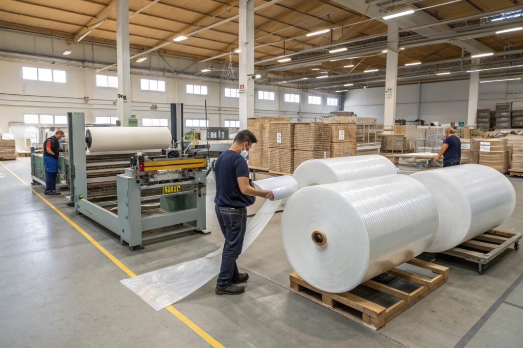 Bubble wrap cutting machine for furniture packaging with precise protective material cutting for sofas chairs and cabinets