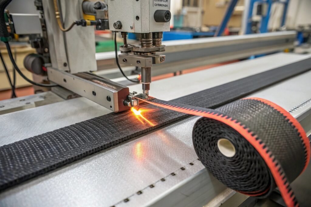 Hot Knife Cutter For Nylon Webbing Hot knife cutter sealing nylon webbing edges for clean and durable strap production
