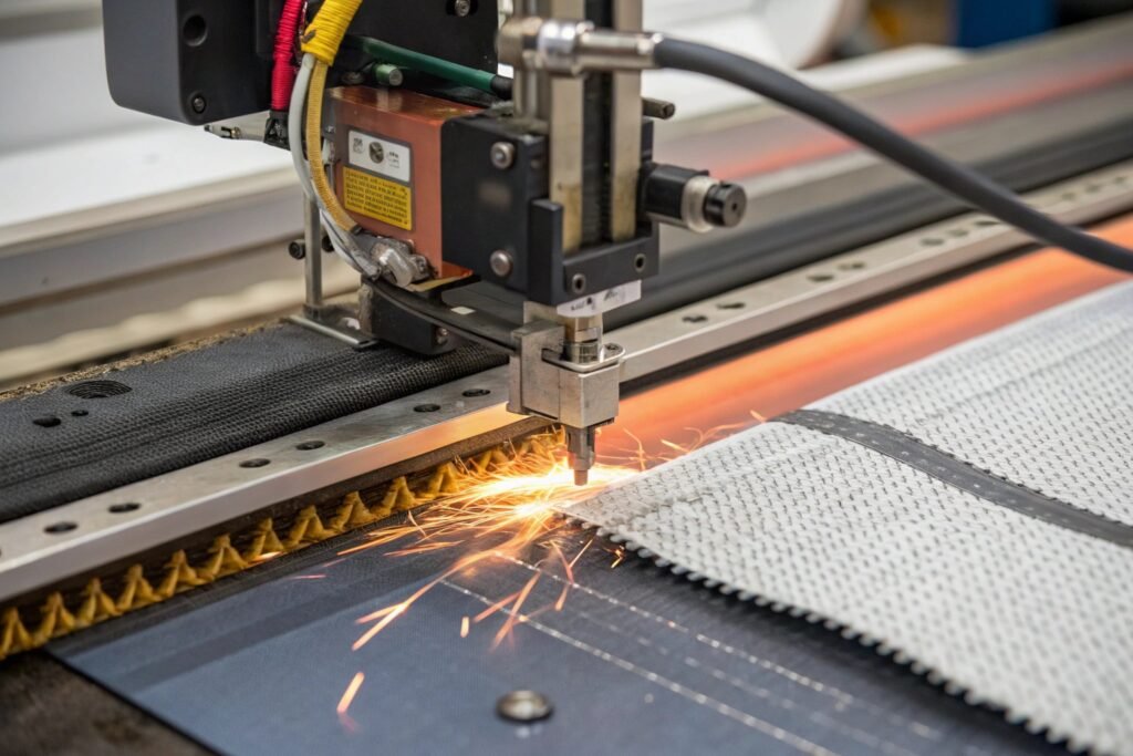 Hot Knife Cutting And Sealing Technology Hot knife cutting nylon webbing and polyester straps with sealed edges to prevent fraying