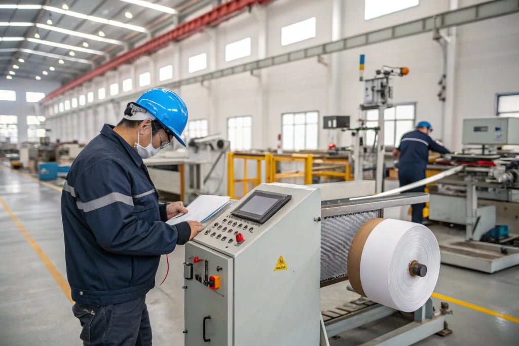 Automatic webbing angle cutting machine safety inspection before operation