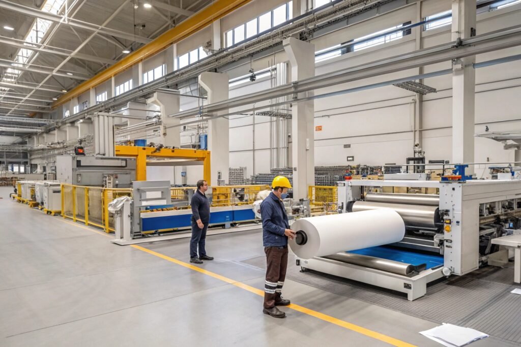 Automatic roll to sheet cutting machine reducing material waste through precision control