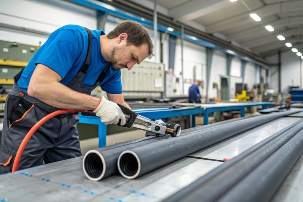 Stabilizing flexible tubing on a workbench for precise and accurate cutting
