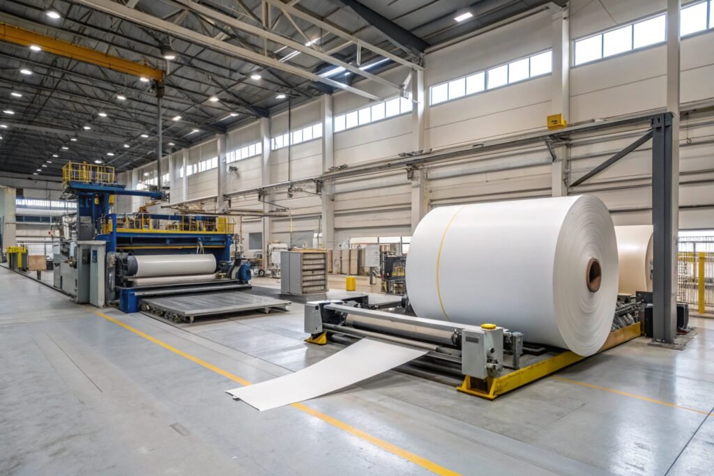 Industrial roll to sheet cutting machine increasing production throughput and workflow efficiency