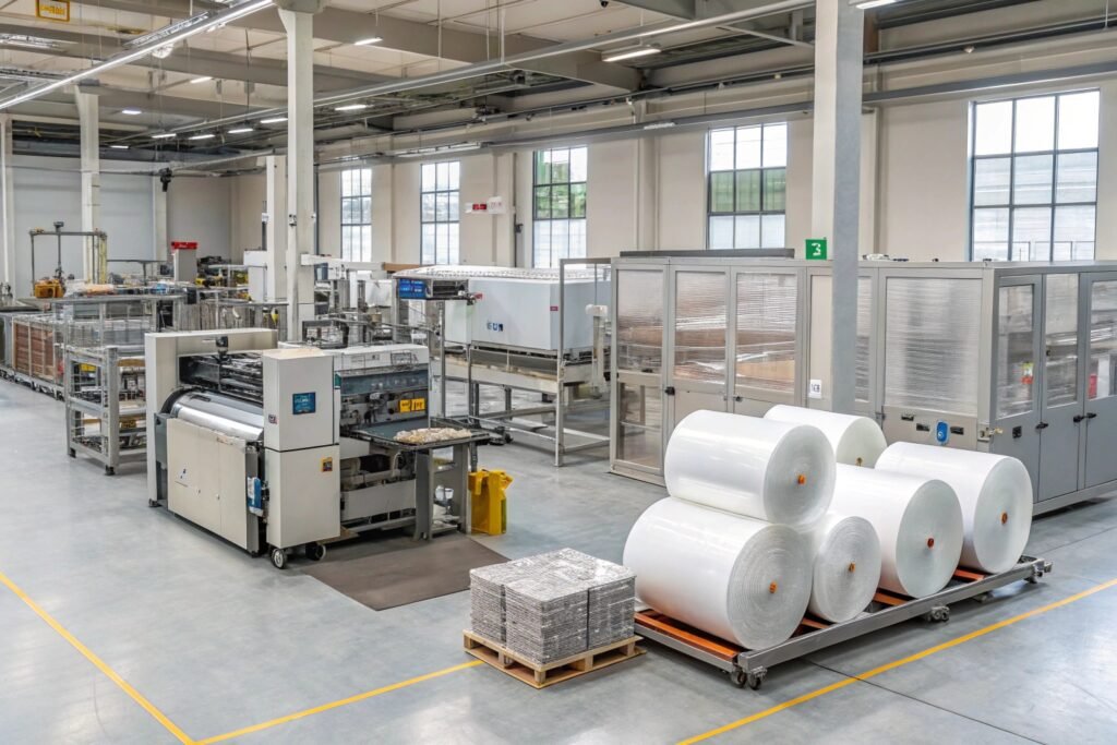 Industrial packaging machine recipe storage and alarm diagnostic functions on PLC controller
