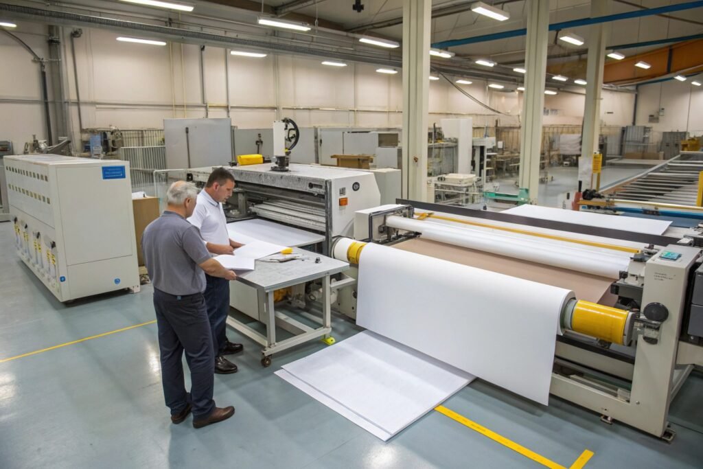 Bubble wrap and foam material sheet cutting production process