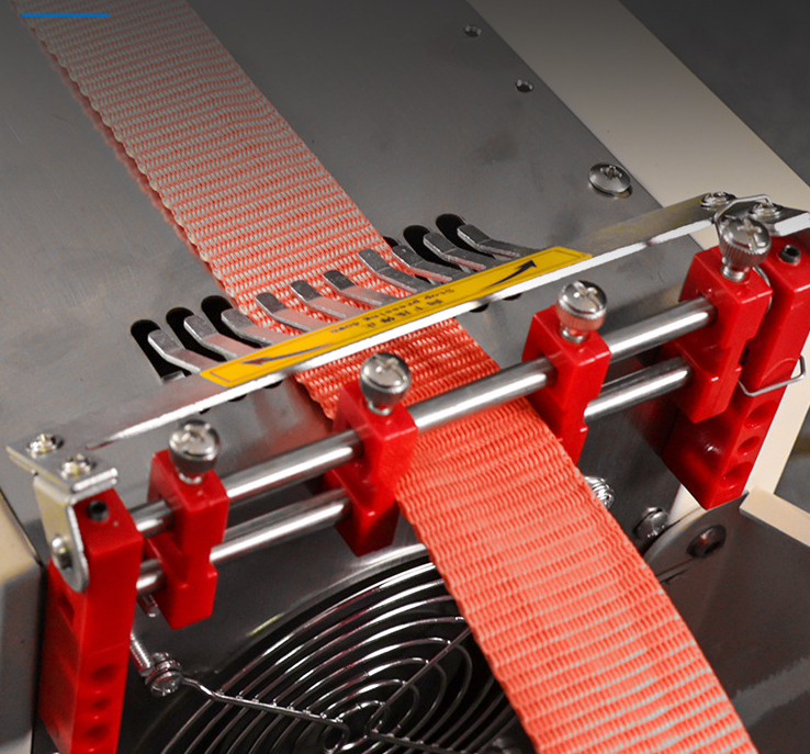Automatic webbing angle cutting machine with PLC touchscreen programming