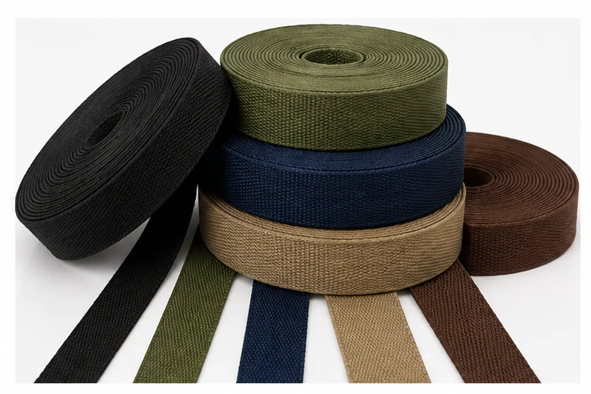 Webbing strap material prepared for CUTOPIX cutting and sample testing